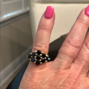 Stratify black spinel & white topaz ring